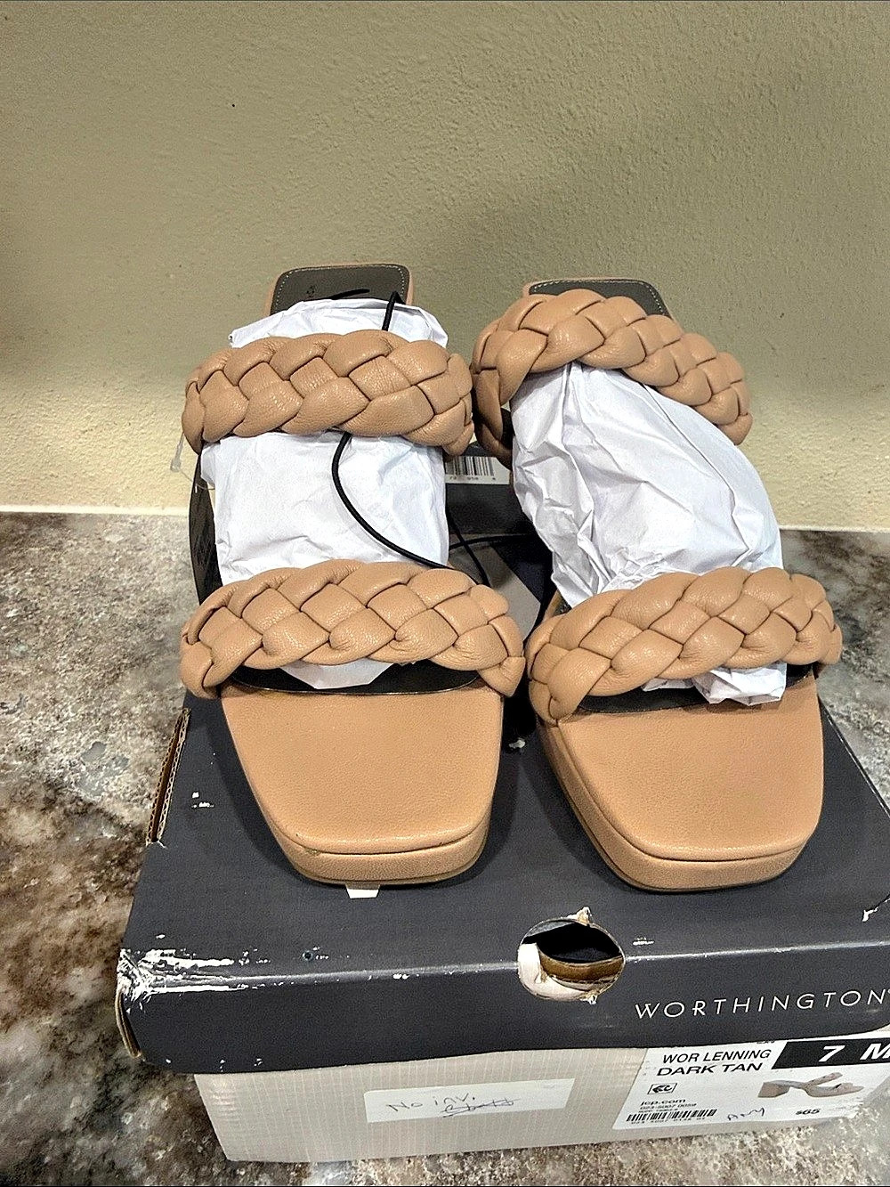 Worthington Lenning Braided Wedge Sandals Brown Size 7 M